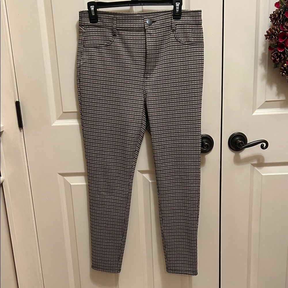 LOFT Black/Brown/White Houndstooth Leggings Size 10P